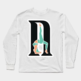 Sports yoga women in letter N Sticker design vector illustration. Alphabet letter icon concept. Sports young women doing yoga exercises with letter N sticker design logo icons. Long Sleeve T-Shirt